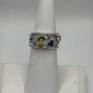 Brand New!! Size 8 geometric multi stone ring